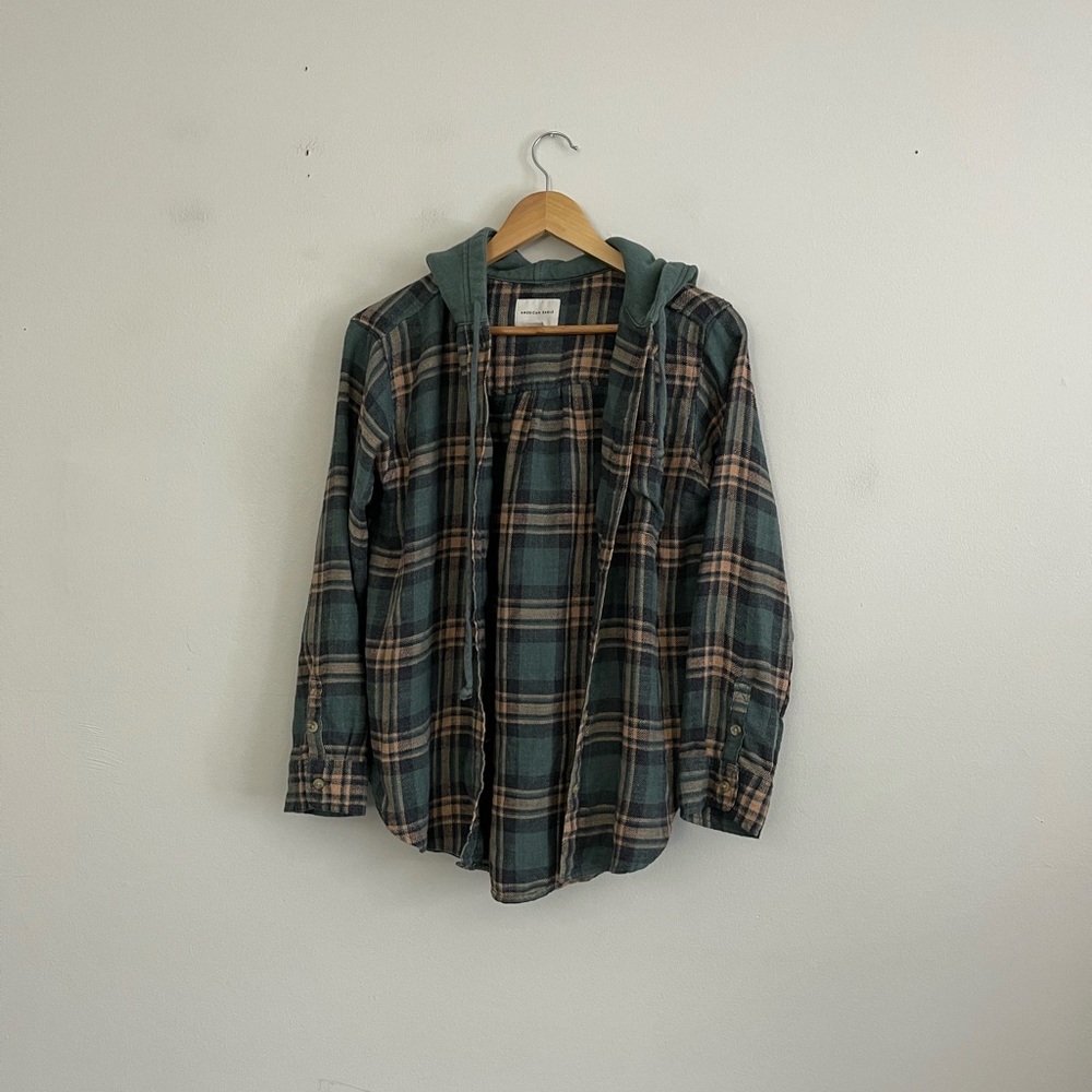 American Eagle Outfitters Green Boxy Button Down Shirt - Picture 3 of 6